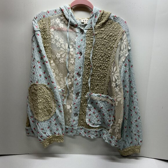 ❤️#1507A POL LACE&FLORAL PATTERN-BLUE JACKET (HAVE PANTS IN ANOTHER LISTING) - Picture 7 of 15